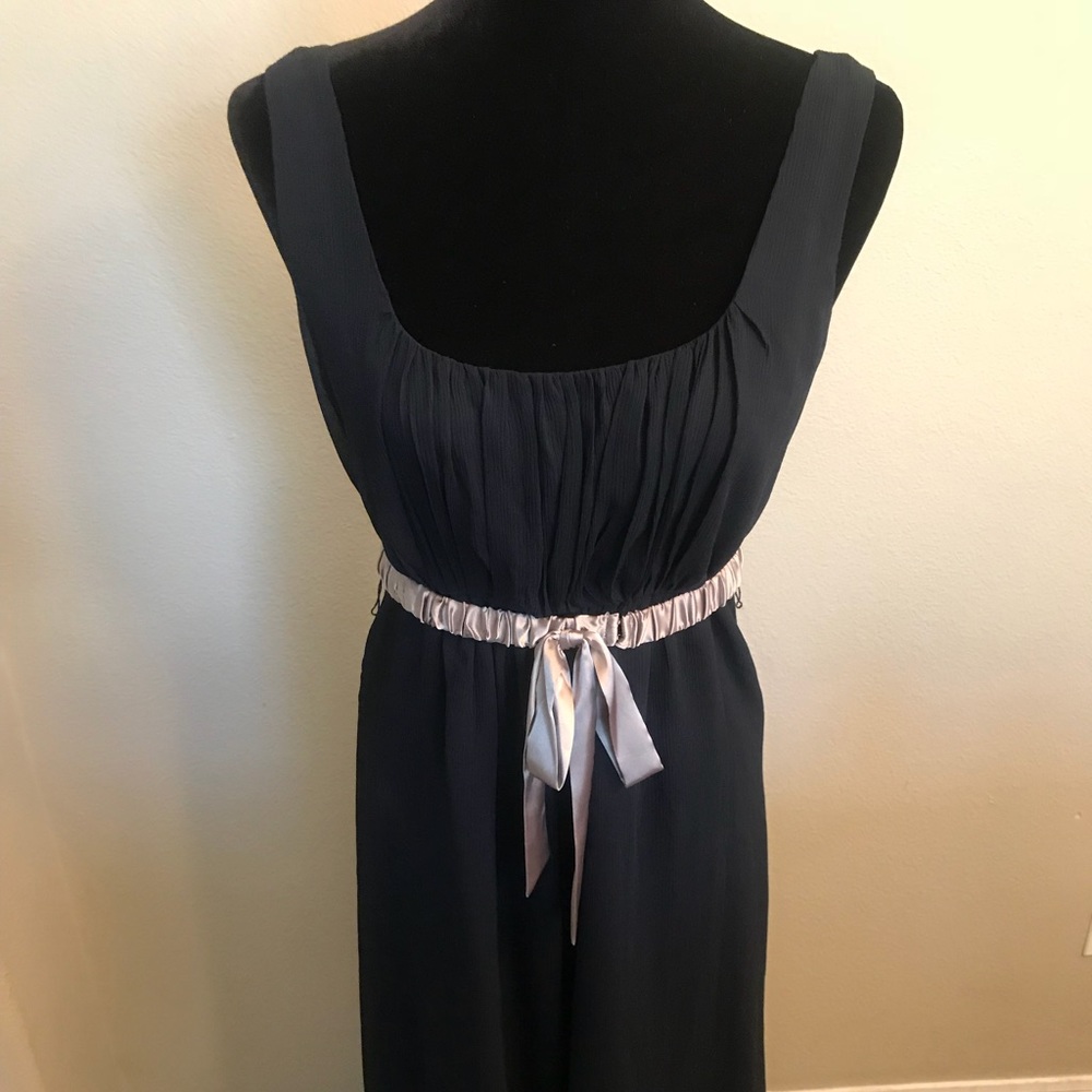 Pretty navy blue chiffon dress.